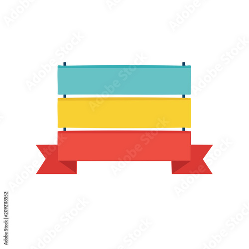 Stacked flat design banners with ribbon