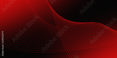 Cuadro en lienzo A digital abstract image featuring a pattern of curved, repeating red lines against a black background
