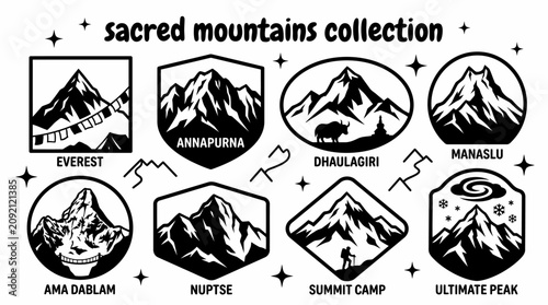 Cuadro en lienzo sacred mountains featuring mount sinai kailash olympus fuji ararat athos and oth