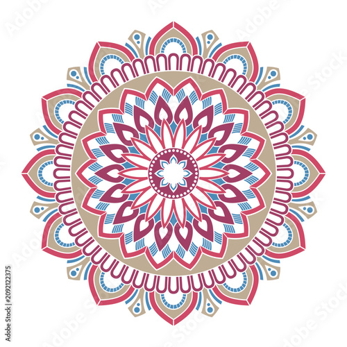Vector mandala with pink, b...