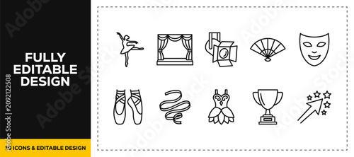 Foto flat vector illustration line art icon bundle set design representing classical