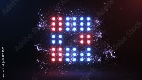Abstract Digital Grid Lights Motion Background, Blue and Red LED Dots Glowing