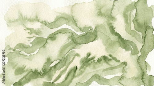 Watercolor Wash with Organic Floral Patterns in Sage Green and Cream Tones Featuring Abstract Background, Artistic Texture, Soft Hues with Gentle