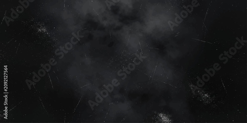 Fotografie Abstract Dark Smoke Clouds on Black Background with Atmospheric Fog and Stormy S
