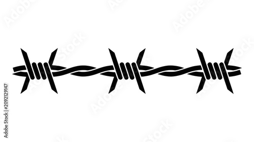 Foto Barbed wire strand icon for security and defense.