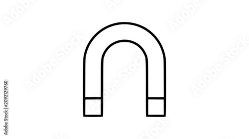 Tableau sur toile Hand-drawn horseshoe magnet vector icon, clean black outline illustration of mag