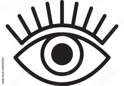 Photos Vector Illustration of Eye Icon in Black and White with Radiating Rays, Clean Li