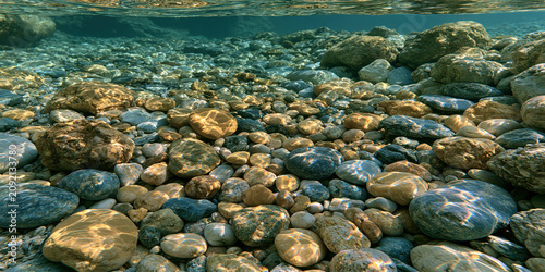 Underwater landscape with colorful rocks