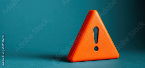 Vibrant orange warning symbol on a teal background, ideal for safety alerts and urgent announcement designs.