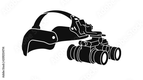 Black silhouette of tactical night vision goggles on mount