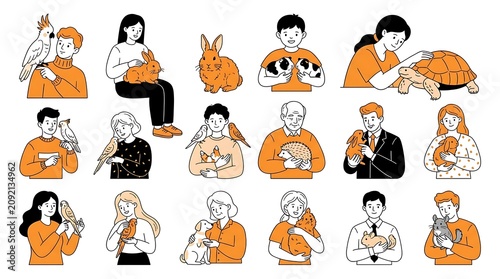 Mental health awareness illustration set with people emotions therapy selfcare pets mindfulness and emotional wellbeing