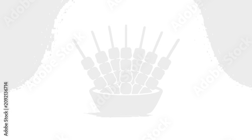 Photos Bowl of grilled meat skewers or satay snacks.