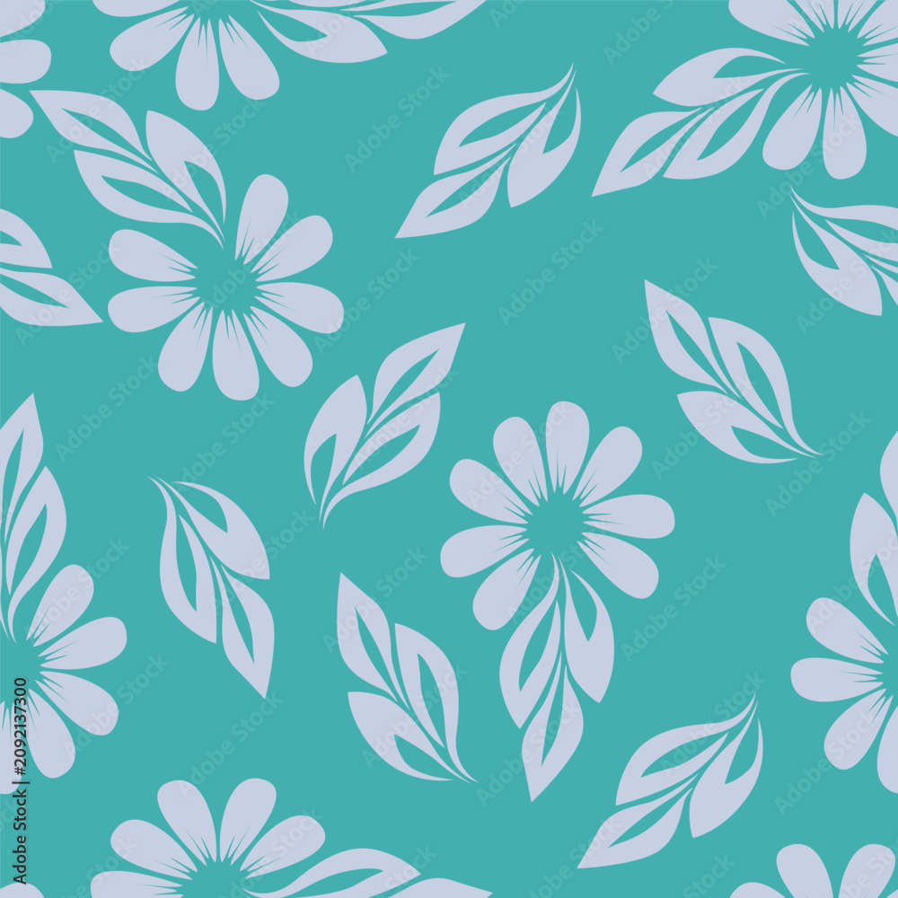 Fototapeta premium Seamless valentine flower pattern background, with leaf floral elegant decor.