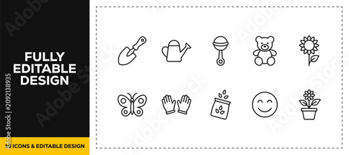 Foto flat vector illustration line art icon bundle set design illustrating baby care