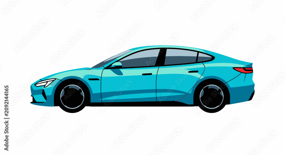Fototapeta premium Side view of a blue car.