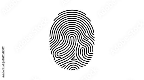 Fingerprint biometric security vector icon, hand-drawn black outline illustration for identity access, privacy authentication, digital forensics, password login, personal data protection, scalable SVG