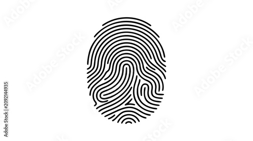 Fingerprint biometric security vector icon, hand-drawn black outline illustration for identity access, privacy authentication, digital forensics, password login, personal data protection, scalable SVG