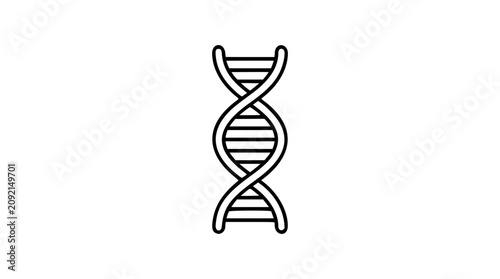 Foto Clean black and white line art vector icon of a DNA helix strand, ideal for genetics lessons, biotech branding, lab materials, and medical interfaces