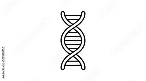 Foto A clean black and white line art vector icon depicting a DNA double helix, suited for genomics, medical research, education, and biotech layouts
