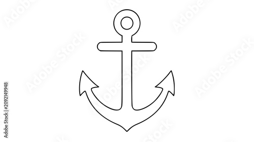 Fotografija Clean black and white line art vector icon of a nautical anchor, suited for marina signs, sailing themes, travel guides, and maritime badges