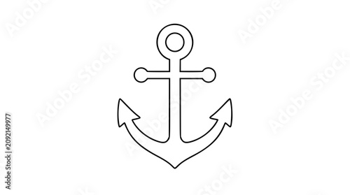 Konstfotografi Clean black and white line art vector icon of a sturdy ship anchor, suited for sailing clubs, harbor guides, marine badges, or coastal menus