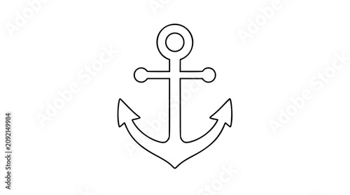 Canvastavla Clean black and white line art vector icon of a sturdy ship anchor, suited for sailing clubs, harbor guides, marine badges, or coastal menus