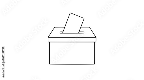 Foto A clean black and white line art vector icon depicting a ballot box with ballots inside, ideal for voter registration or democratic process visuals