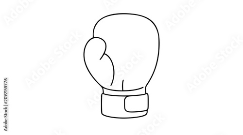 Fotografía A clean black and white line art vector icon of a boxing glove, perfect for sports apps, fight club branding, or fitness website navigation elements