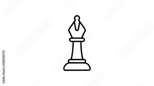 Fotografía A clean black and white line art vector icon of a chess bishop piece with its distinctive mitre top, ideal for gaming platforms, strategy tutorials, or competitive tournament branding