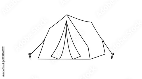 Vászonkép A clean black and white line art vector icon of a canvas tent, ideal for outdoor retail branding, camping event promotions, or wilderness education materials