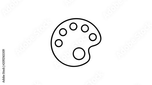 Bild auf Leinwand Versatile black and white line art vector icon of a color palette with paint wells, essential for graphic design tools, art supply stores, or creative software interfaces