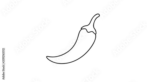 Canvastavla A clean black and white line art vector icon of a chili pepper with curved stem, suitable for restaurant menus, spicy food labels, or culinary branding projects