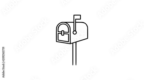 A clean black and white line art vector icon of a curbside mailbox, excellent for postal services, home address markers, or neighborhood communication themes.