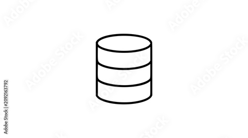 Bild auf Leinwand A clean black and white line art vector icon of a database, designed for technology companies, software development presentations, or cloud storage service interfaces