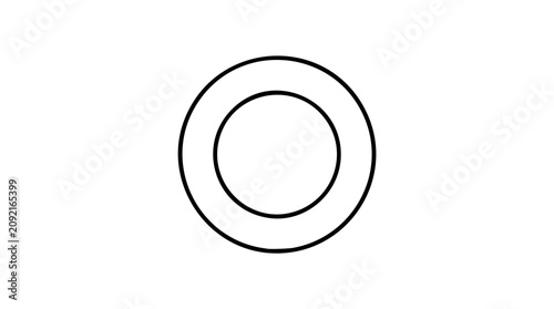 A refined black and white line art vector icon showing a classic dinner plate, well-suited for food industry branding, hospitality services, or culinary publication layouts and designs.