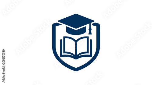 Graduation Cap and Open Book Emblem.