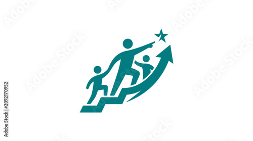 Foto Green arrow people climbing success.