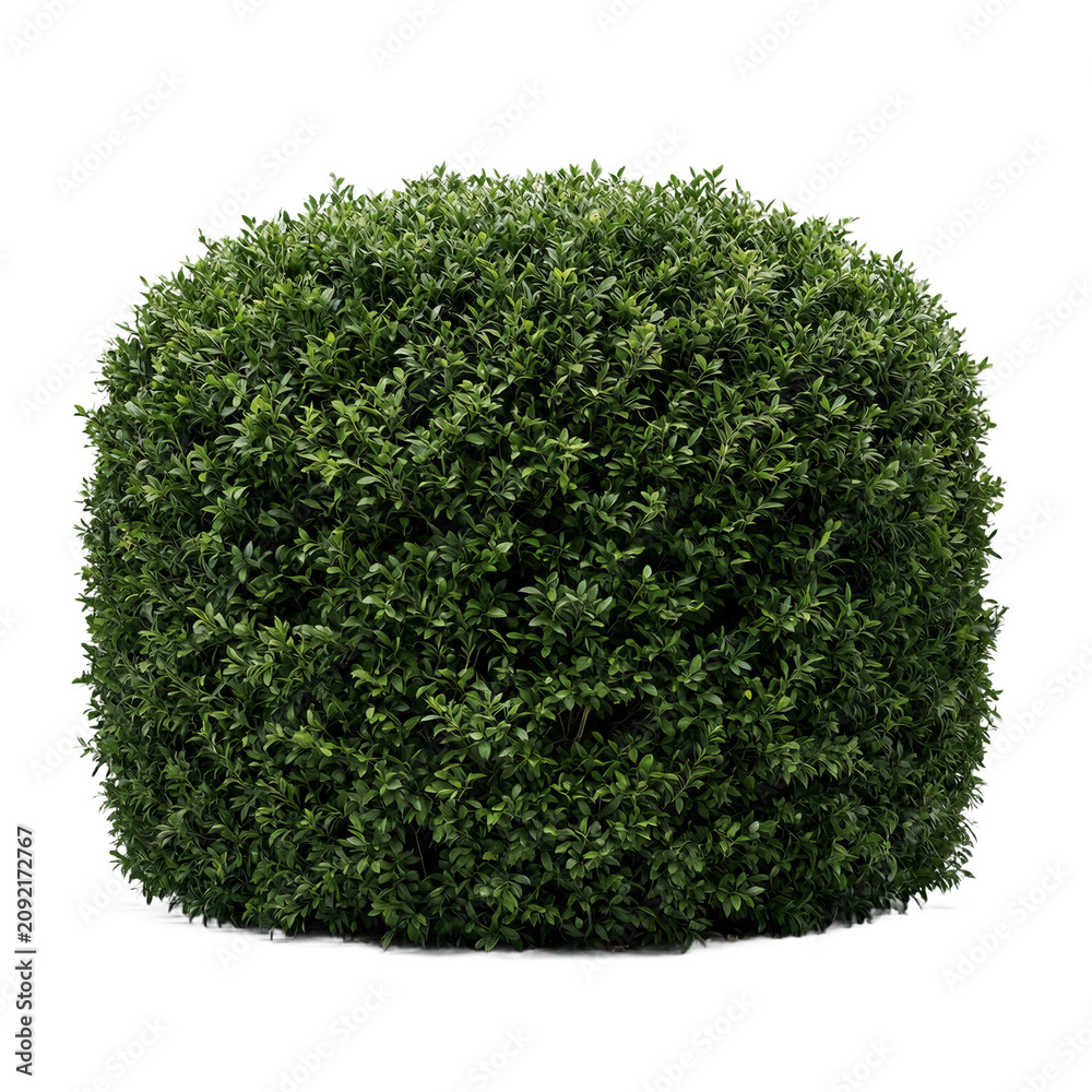 Obraz premium Boxwood shrub plant foliage round bush isolated on a transparent background perfect for garden design and architectural landscaping projects