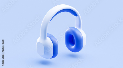 headphones on blue background