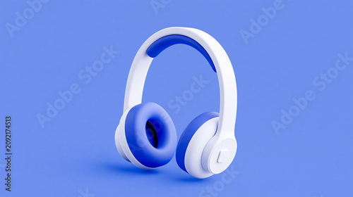 headphones on blue background