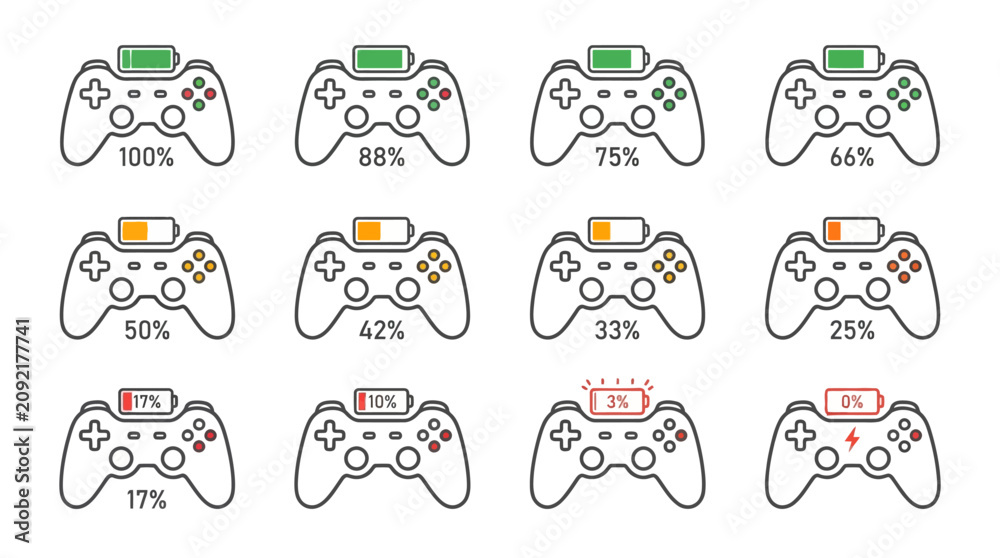 Obraz premium Collection of gaming controllers with indicators.