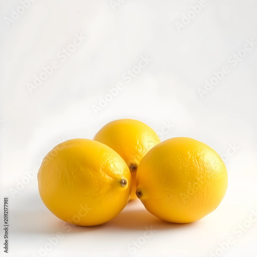 Three ripe lemons on white ...