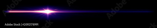 Light Streak Overlay, Cinematic Lens Flare Glow Effect, Abstract Thin Beam on Black Background for Motion Graphics