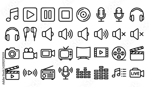 Bild auf Leinwand Audio visual media icons
