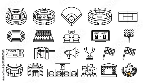 Bild auf Leinwand Modern Arena Sports Stadium Vector Icon Set