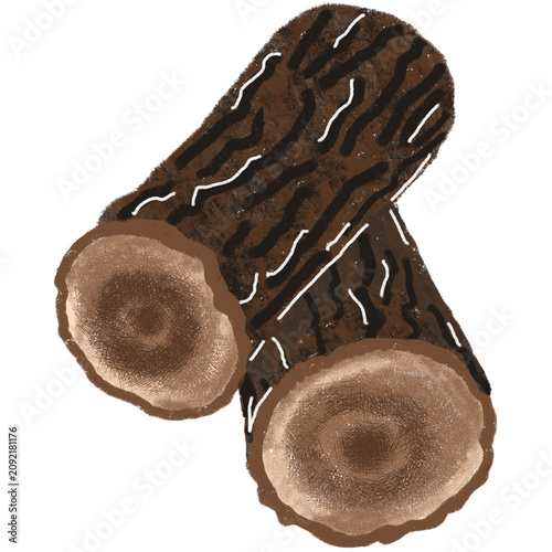Hand Drawn Wooden Logs Firewood Rustic Forest Illustration 