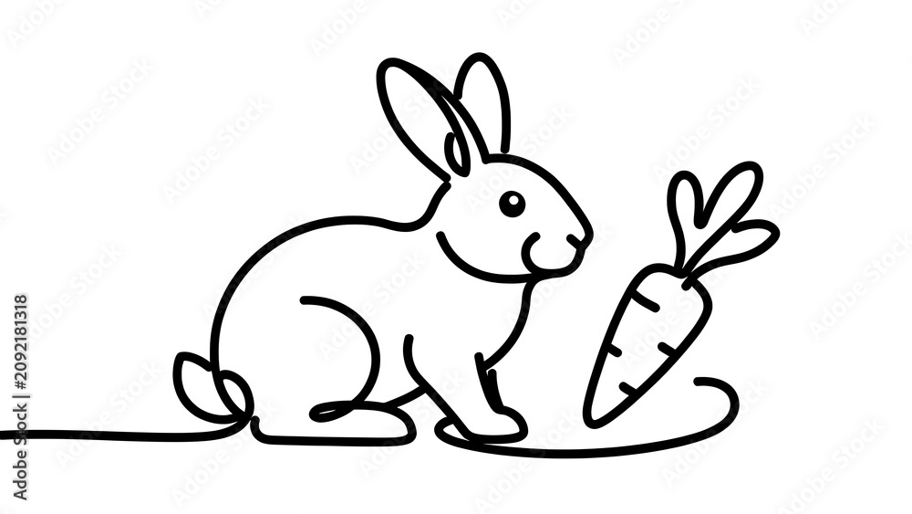 Fototapeta premium Cute rabbit with carrot on white background.