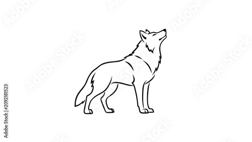 Minimalist wolf illustration on white background.