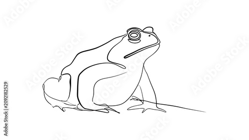 Line drawing of a frog on white background.