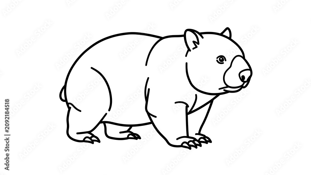 Fototapeta premium Black and white bear illustration on white background.